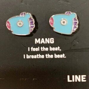 BT21 Mang Blue Horse Enamel Stud Earrings